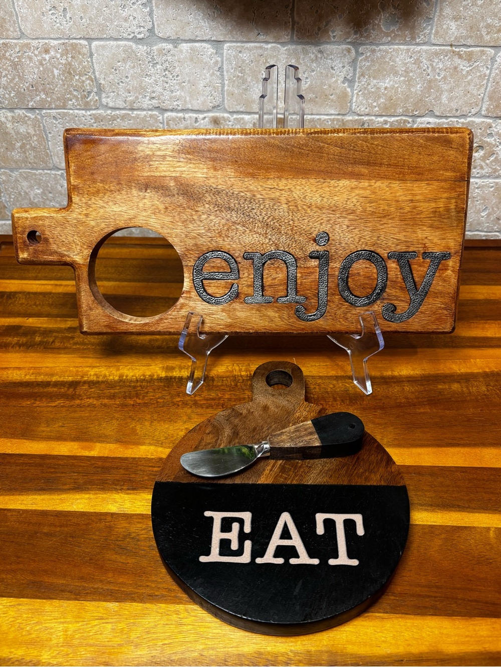 Set of 2 Mud Pie Wood Serving Boards